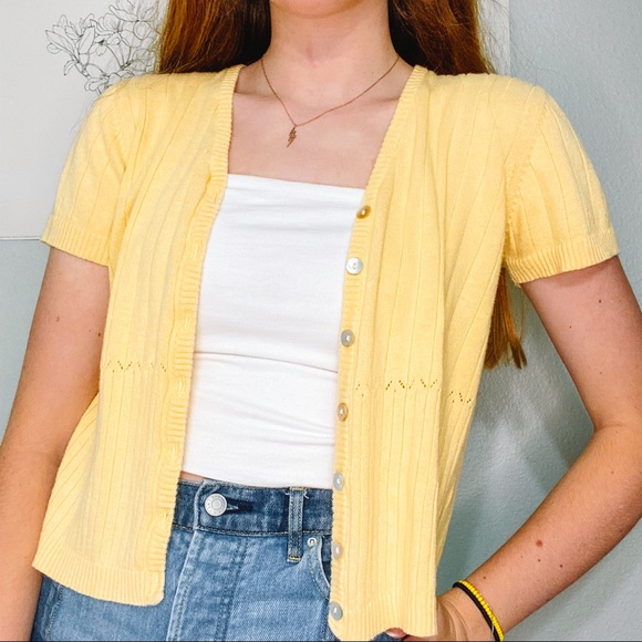 Vintage Tops - Pastel yellow cardigan Vintage Tops - Pastel yellow cardigan